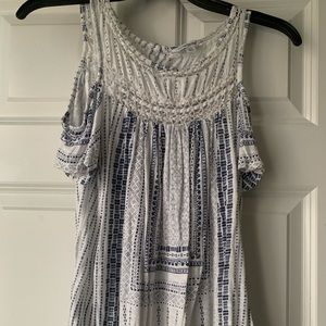 Blu and white off the shoulder blouse